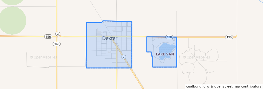 Mapa de ubicacion de Dexter.