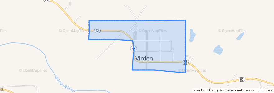 Mapa de ubicacion de Virden.