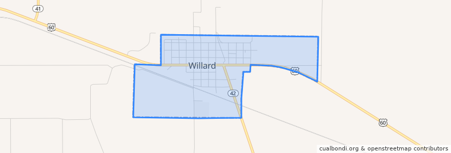 Mapa de ubicacion de Willard.