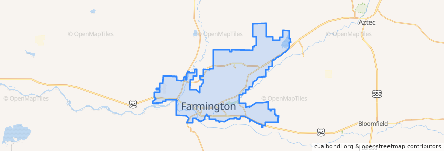 Mapa de ubicacion de Farmington.