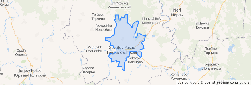 Mapa de ubicacion de Гаврилово-Посадское городское поселение.