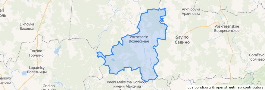 Mapa de ubicacion de Вознесенское сельское поселение.