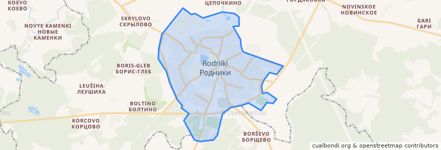 Mapa de ubicacion de Родниковское городское поселение.