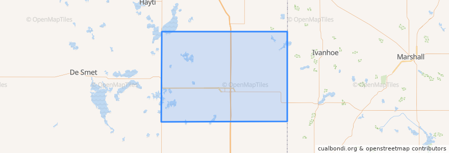 Mapa de ubicacion de Brookings County.