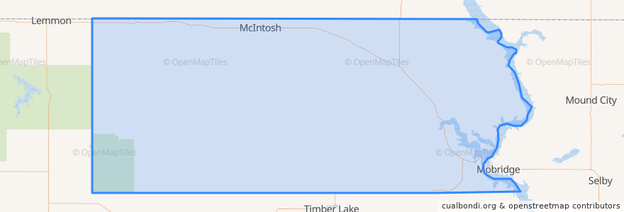 Mapa de ubicacion de Corson County.