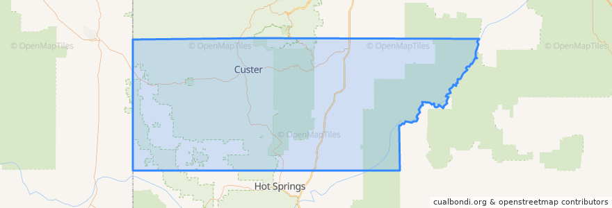 Mapa de ubicacion de Custer County.