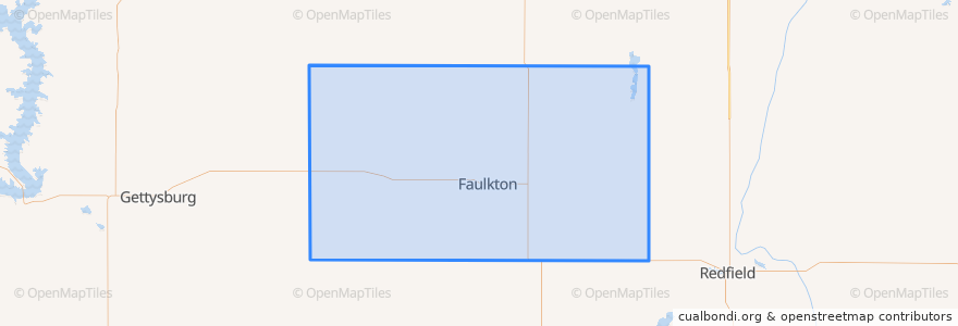 Mapa de ubicacion de Faulk County.