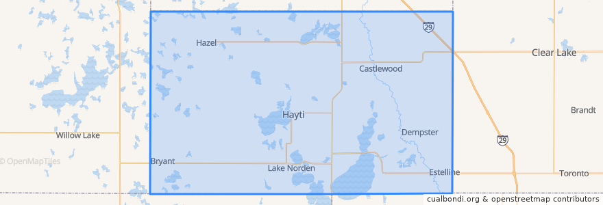 Mapa de ubicacion de Hamlin County.