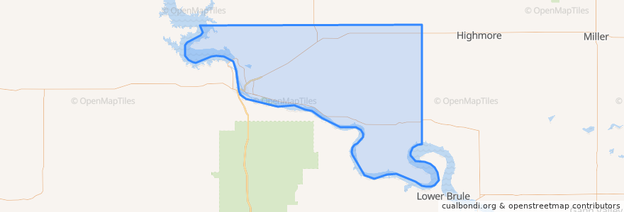 Mapa de ubicacion de Hughes County.