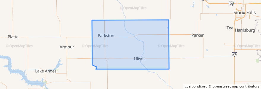 Mapa de ubicacion de Hutchinson County.