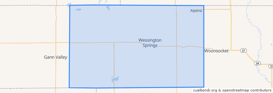 Mapa de ubicacion de Jerauld County.