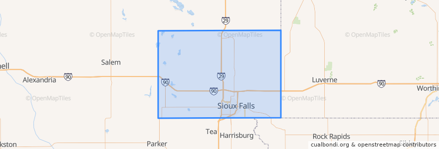 Mapa de ubicacion de Minnehaha County.