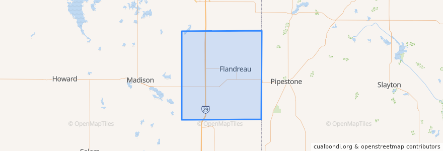 Mapa de ubicacion de Moody County.