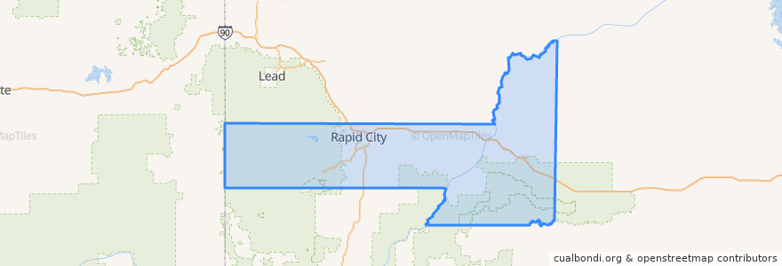 Mapa de ubicacion de Pennington County.