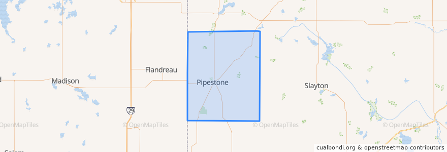 Mapa de ubicacion de Pipestone County.