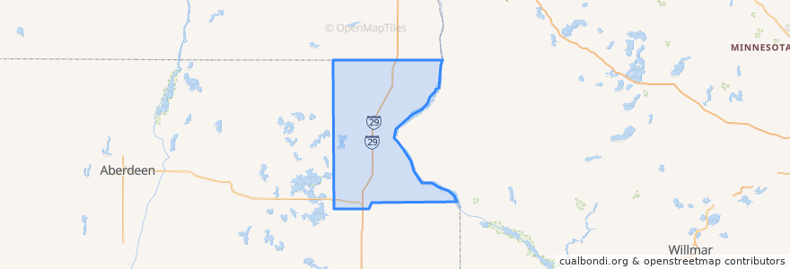 Mapa de ubicacion de Roberts County.