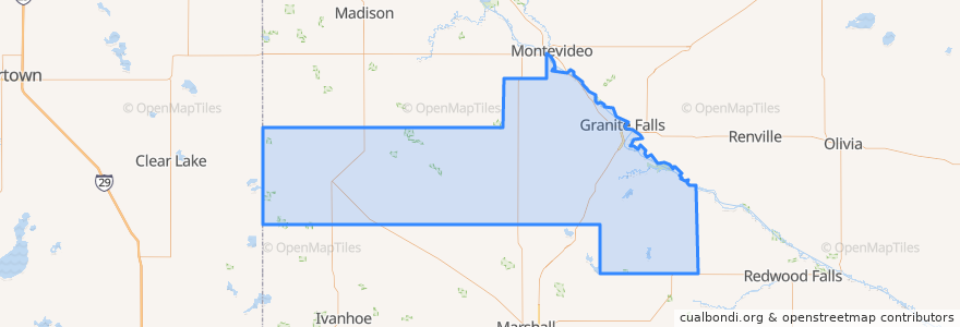 Mapa de ubicacion de Yellow Medicine County.