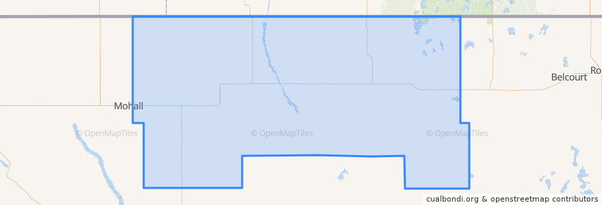 Mapa de ubicacion de Bottineau County.