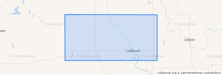 Mapa de ubicacion de LaMoure County.