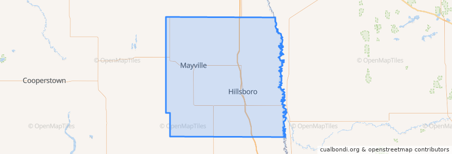 Mapa de ubicacion de Traill County.