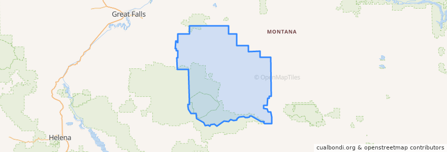 Mapa de ubicacion de Judith Basin County.