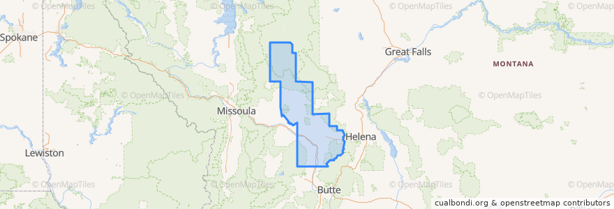 Mapa de ubicacion de Powell County.