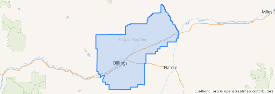 Mapa de ubicacion de Yellowstone County.