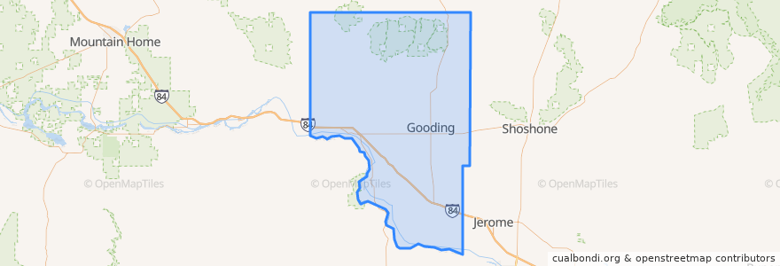 Mapa de ubicacion de Gooding County.