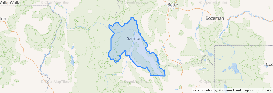 Mapa de ubicacion de Lemhi County.