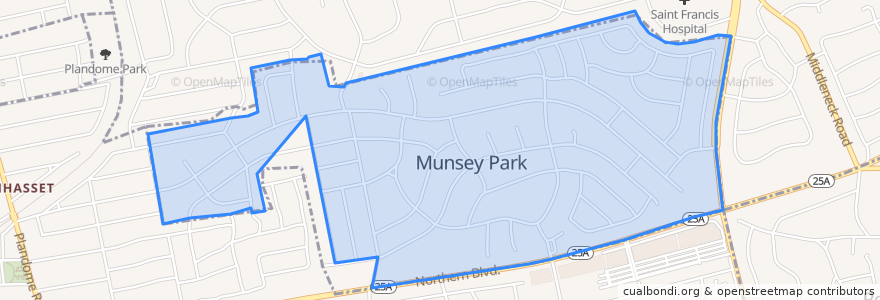 Mapa de ubicacion de Munsey Park.