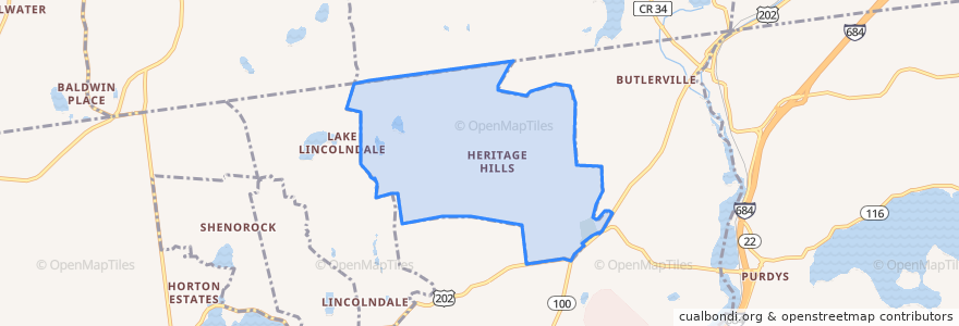 Mapa de ubicacion de Heritage Hills.