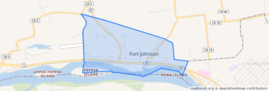 Mapa de ubicacion de Fort Johnson.