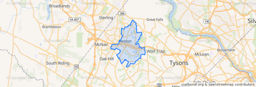 Mapa de ubicacion de Reston.