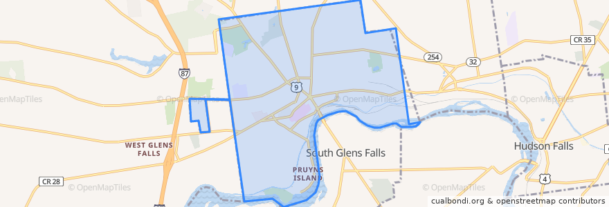 Mapa de ubicacion de Glens Falls.