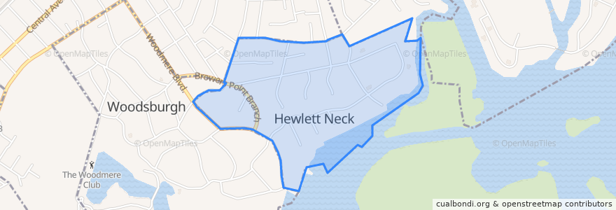 Mapa de ubicacion de Hewlett Neck.