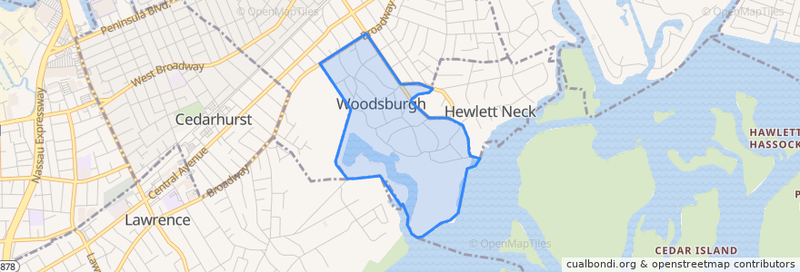 Mapa de ubicacion de Woodsburgh.