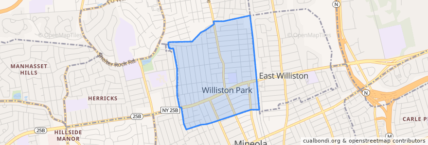 Mapa de ubicacion de Williston Park.