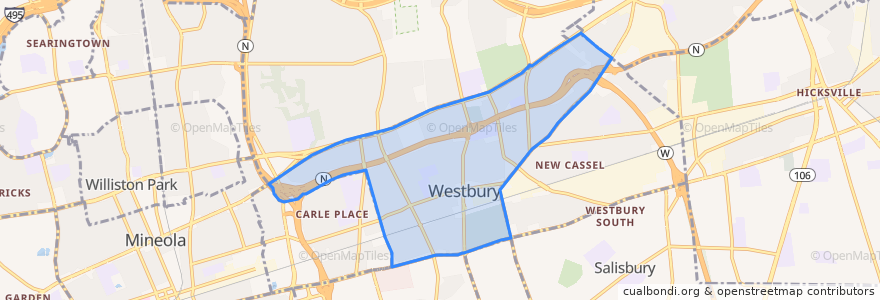Mapa de ubicacion de Westbury.