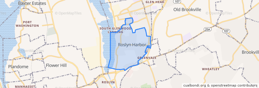 Mapa de ubicacion de Roslyn Harbor.