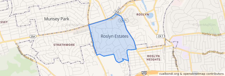 Mapa de ubicacion de Roslyn Estates.