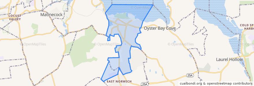 Mapa de ubicacion de Oyster Bay.