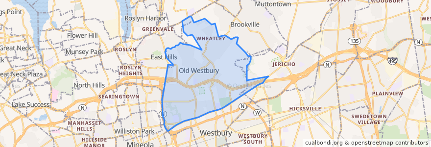 Mapa de ubicacion de Old Westbury.