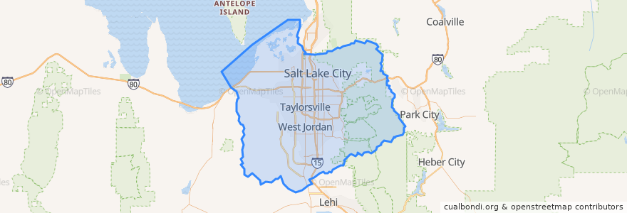 Mapa de ubicacion de Salt Lake County.
