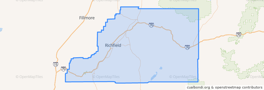 Mapa de ubicacion de Sevier County.