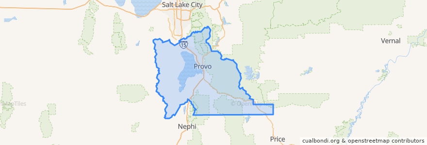 Mapa de ubicacion de Utah County.