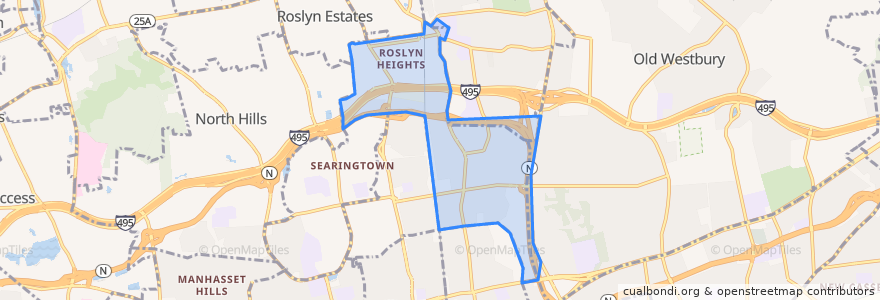 Mapa de ubicacion de Roslyn Heights.