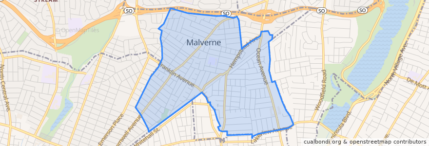 Mapa de ubicacion de Malverne.