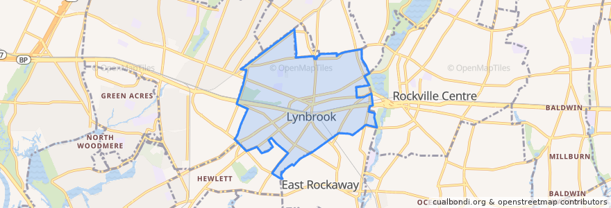 Mapa de ubicacion de Lynbrook.