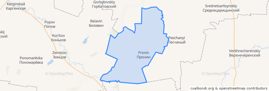 Mapa de ubicacion de Пронинское сельское поселение.