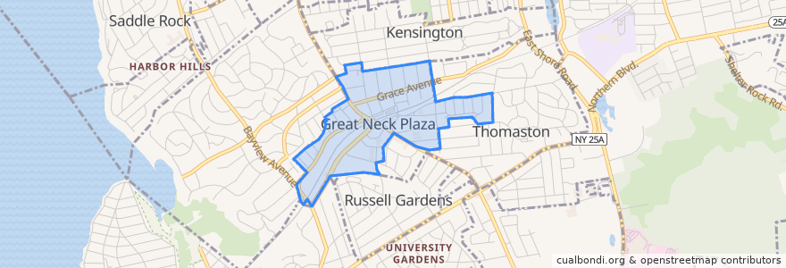 Mapa de ubicacion de Great Neck Plaza.